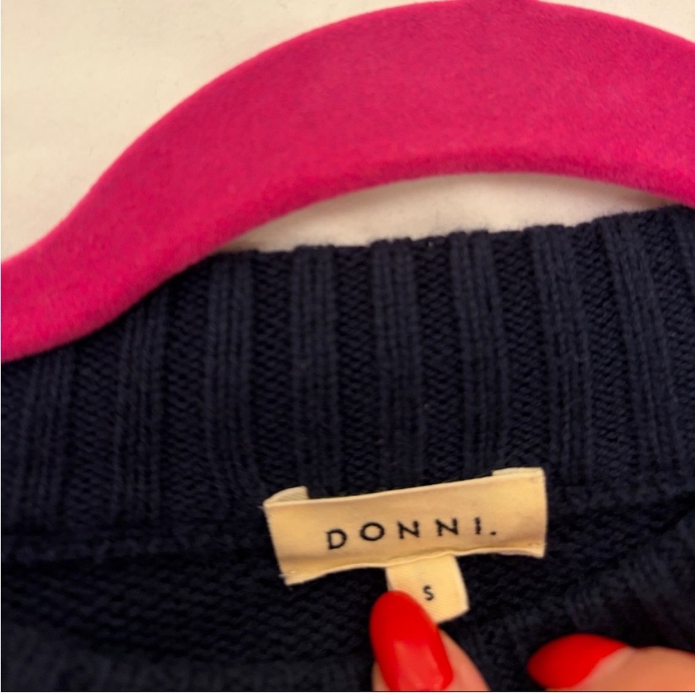 DONNI. Navy Blue Cotton Cashmere Sweater - Picture 7 of 7